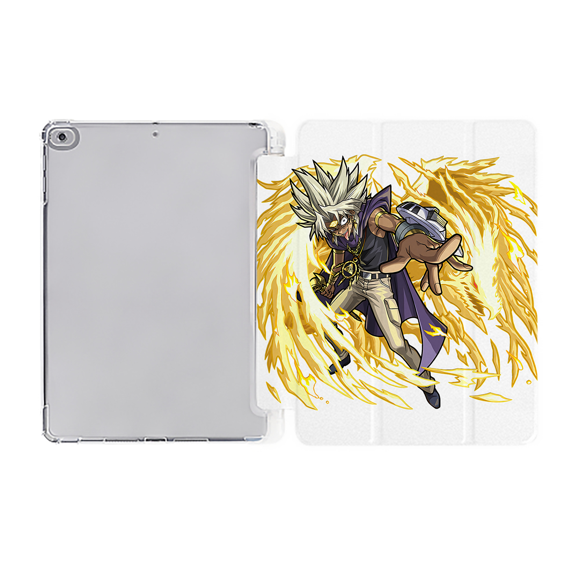 （画像用） 遊☆戯☆王 Yu-Gi-Oh! IPad ケース ペン収納付き 三つ折りスタンド PUレザー×シリコン 対応機種9.5/10.5/10.9インチ